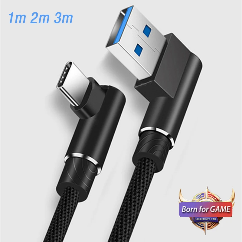 Кабель Usb Type C 3 м 2 1 90 градусов правый угол usb c кабель для быстрой зарядки игры Google