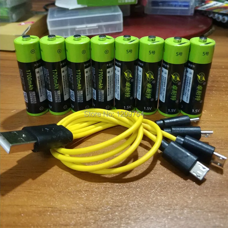 8pcs with usb cable ZNTER 2550mwh 1,5 V USB AA 1700mAh литий-полимерный литий-ионный аккумулятор usb 2 часа Быстрая зарядка - Цвет: 8pcs with usb cable