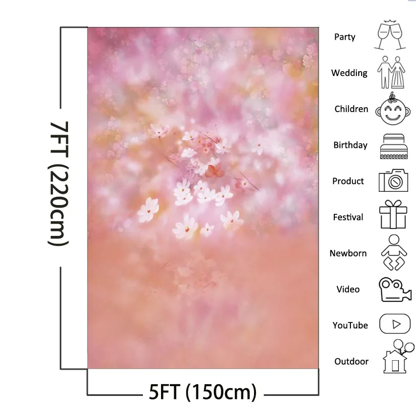 Floral Photo Booth Backdrop Newborn Portrait Photography Background for Pictures Flower Baby Studio Backdrops | Электроника