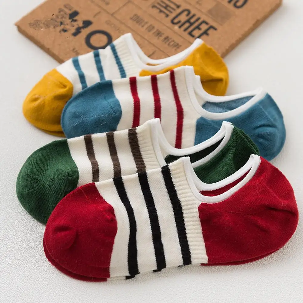 YSMILE Y Fashion Men 4Pairs /Lot Colorful Striped Slipper So