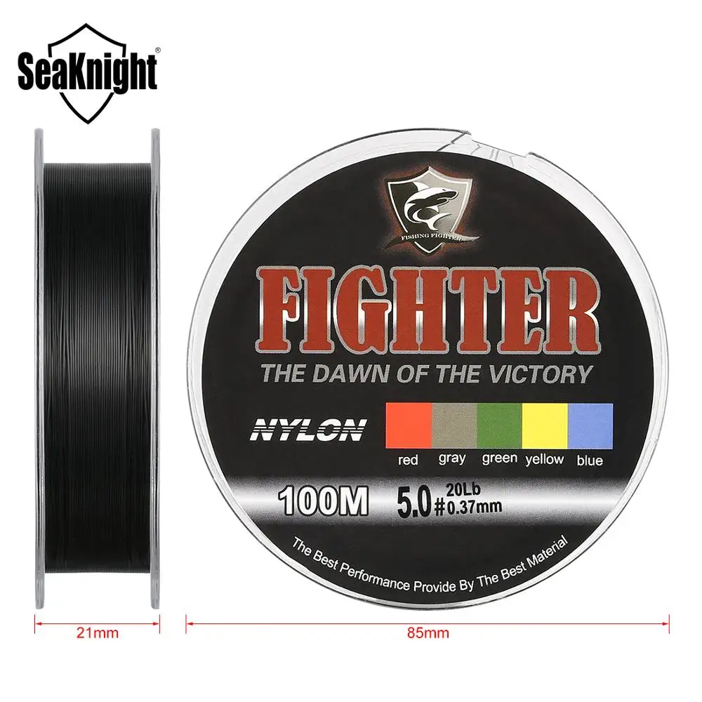 SeaKnight Fighter Nylon Fishing Line 100M Super Strong 2-35LB Monofilament Line Material Saltwater Fishing