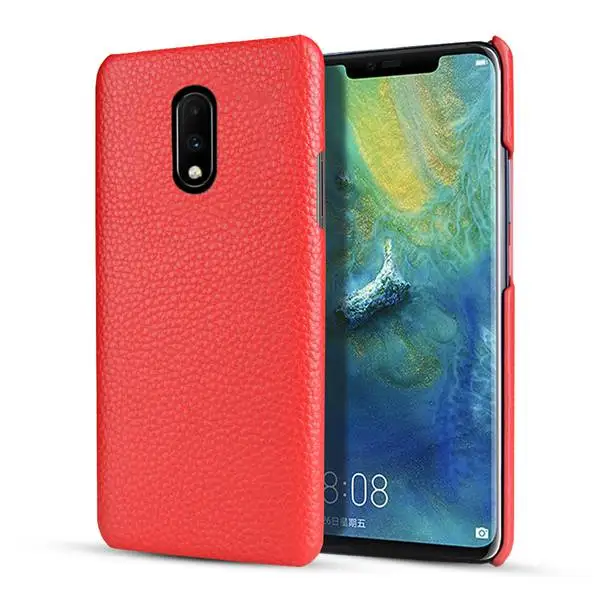Для Oneplus 7 Pro Чехол с узором Личи из натуральной кожи чехол для Oneplus 6T Роскошный чехол из натуральной кожи для One plus 7 - Цвет: Red