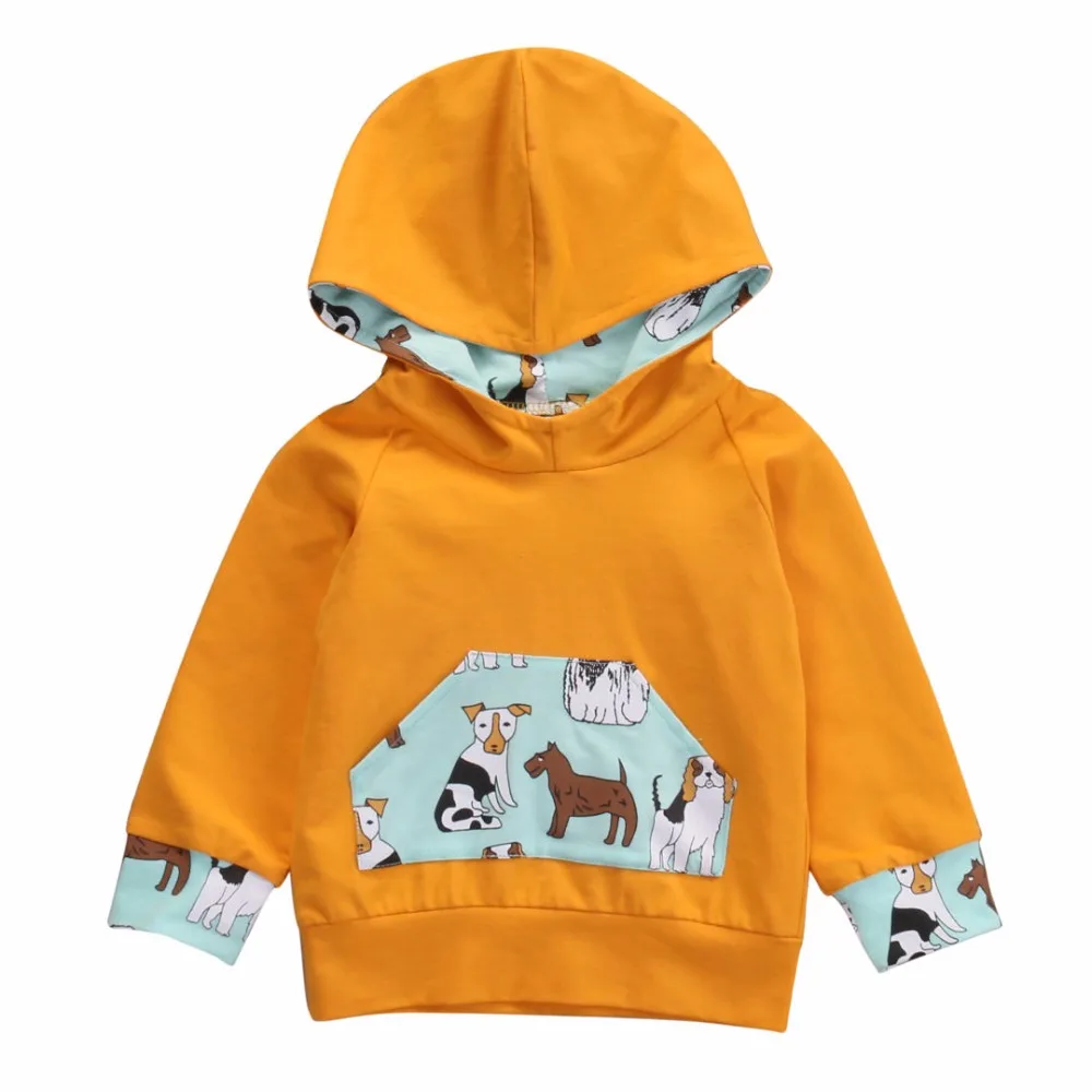 Infant Baby Kids Clothing New Fashion Sweatshirt Solid Hoodies Cartoon Print Tops Children Bebe Cotton Clothes |