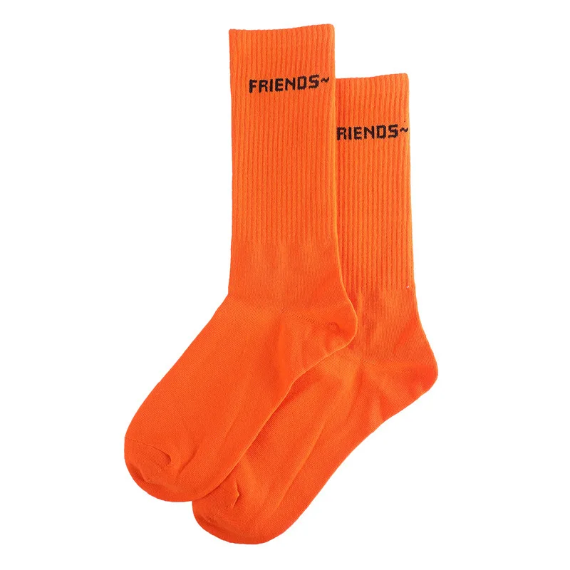 Maylooks Tide V word black orange high street hip hop tide FRIENDS letter tube socks W61 - Цвет: Оранжевый