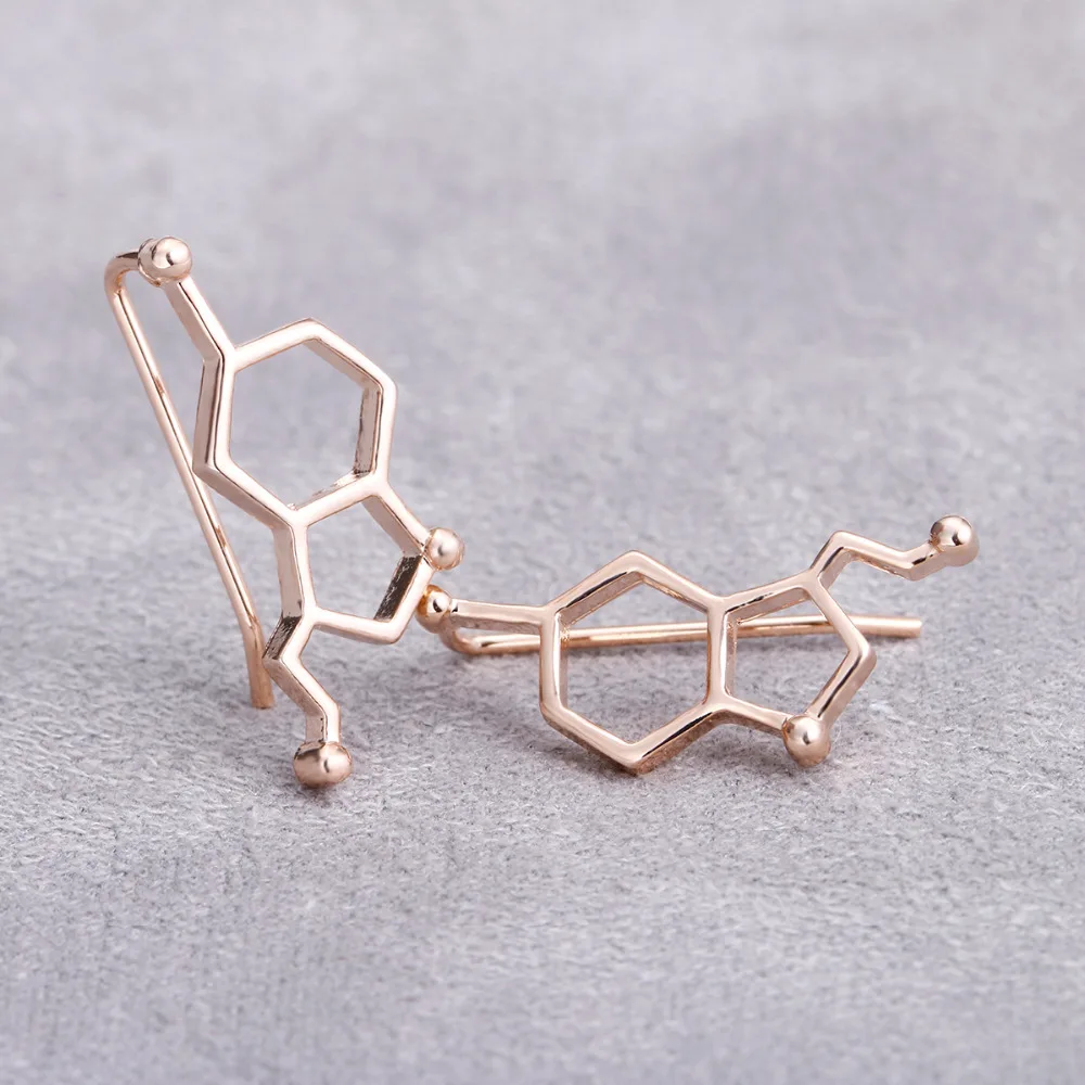 Oly2u New Fashion Serotonin Molecule Ear Climbers for Women Structure ear crawler Gift Girls ED153|ear climber|climbers earclips ears |