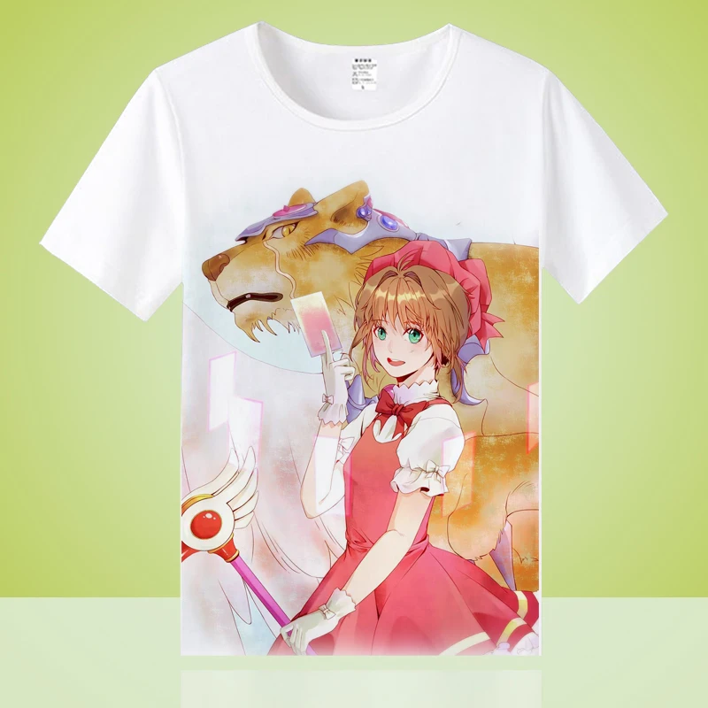Футболка Cardcaptor Sakura с коротким рукавом белая футболка футболки для подростков