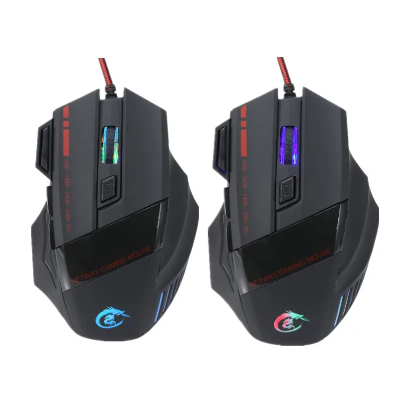 Оптическая проводная мышь 7D 3200 dpi светодиодный светильник USB игровая мышь геймер Rato com FIO ноутбук мыши Raton Ordenador черный