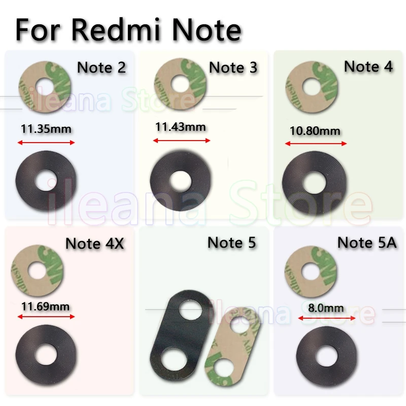 Оригинальное стекло для камеры Xiaomi Redmi Note 2 3 4 5 4x S2 5A 6 Plus Pro задний тыловой объектив камеры стекло+ наклейка запчасти для ремонта