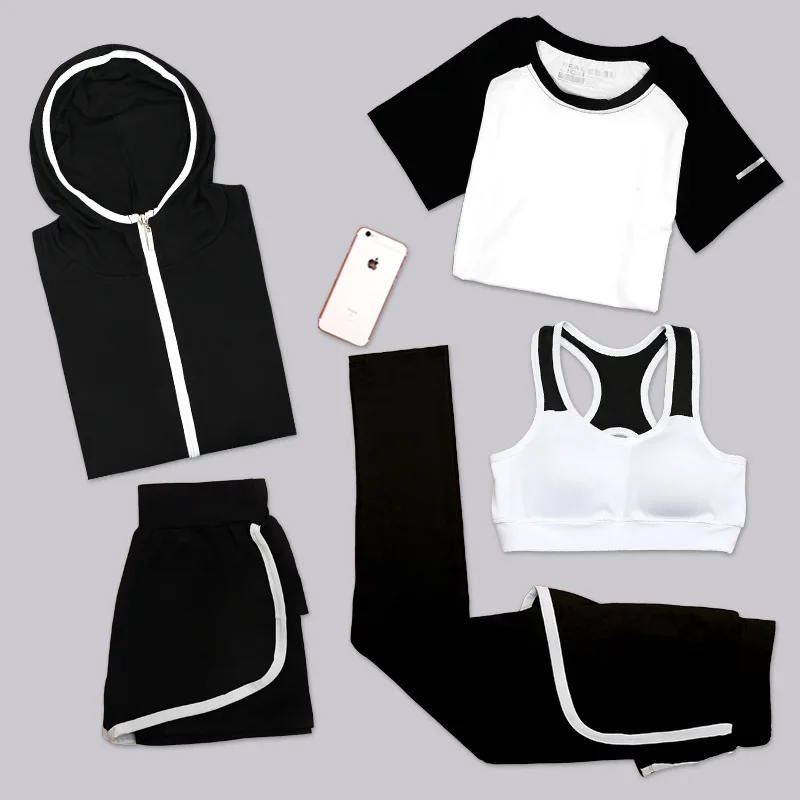JINXIUSHIRT 5 шт. женский спортивный комплект для йоги бега фитнеса костюм с длинными