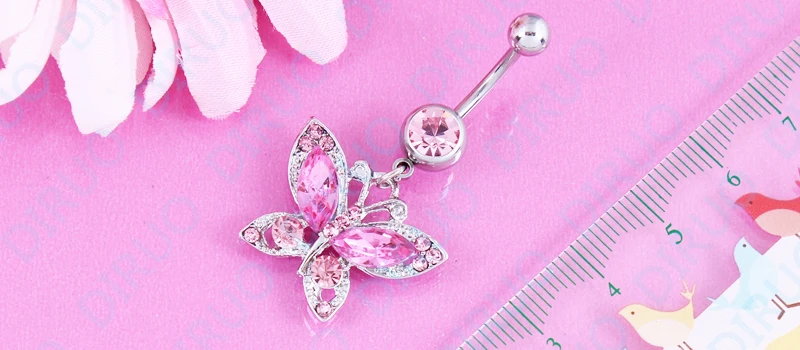 Кольцо для пирсинга живота в виде бабочки 14 г ювелирное изделие из хирургической