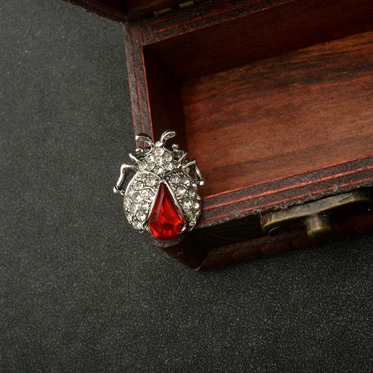 Crystal Manxiuni Vintage Red Insects Ladybug Brooches For Woman Kids Suit Hats Scarf Brooch Clip Pins Jewelry Small Size Corsage | Украшения