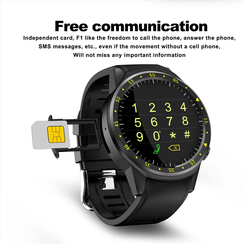 Мужские смарт-часы F1 с GPS спортивной камерой Bluetooth звонками SMS пульсометром
