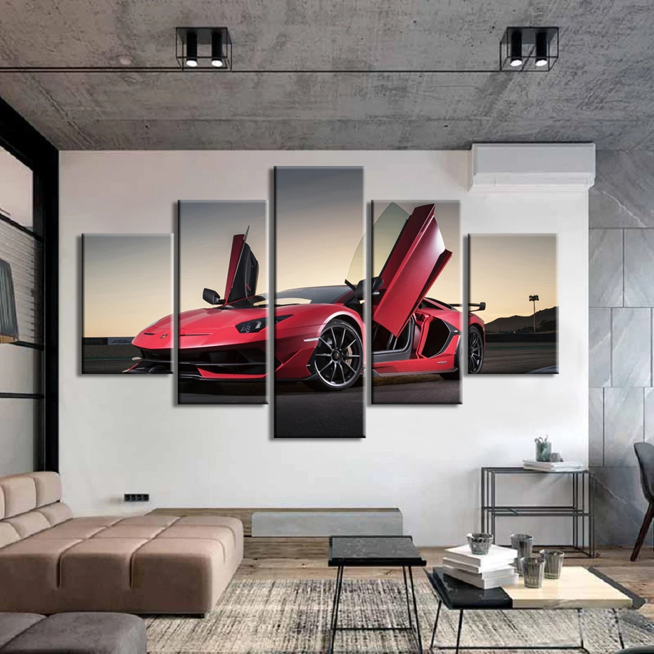 Lamborghini Aventador HD плакат 5 шт. суперкар холст картины спортивный автомобиль печать