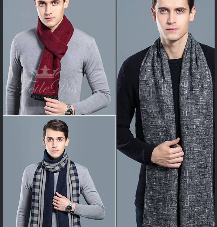 [FEILEDIS] новые мужские шарфы на осень и зиму, универсальные декоративные мужские деловые шарфы FD226