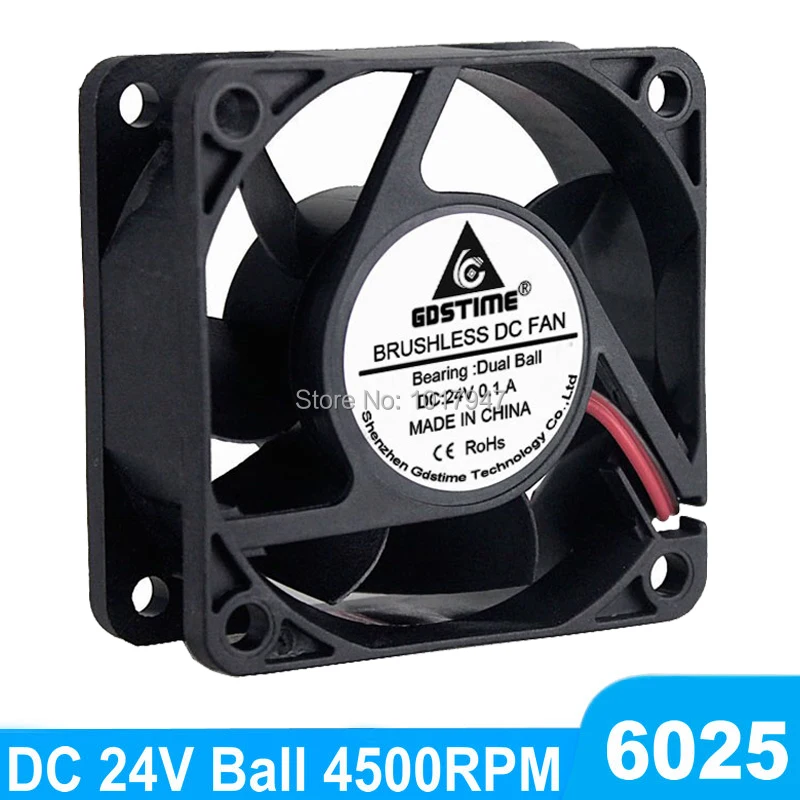 Gdstime 60 мм DC 24 В 2Pin 6 см 60x60x25 6025 двойной шарикоподшипник Вентилятор охлаждения