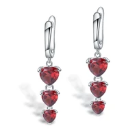 gems ballet 925 sterling silver three heart earrings for women 5 74ct natural garnet gemstone drop earrings wedding jewelry