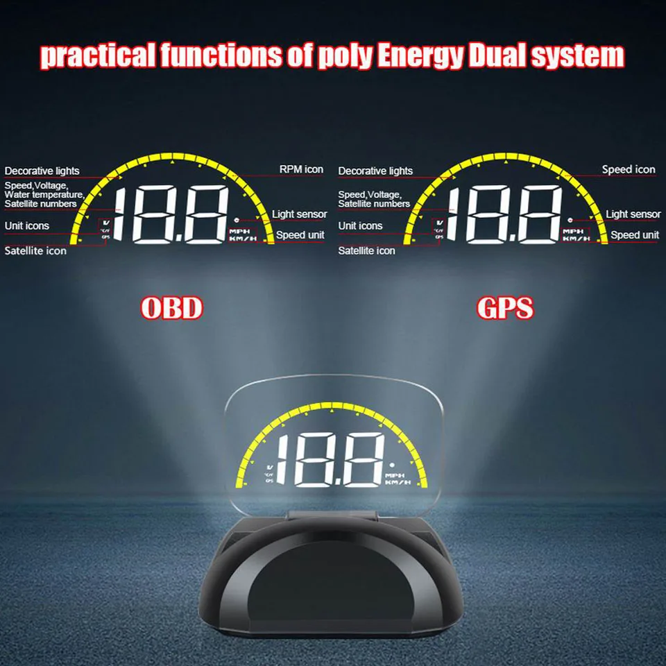 Новая HD TFT Автомобильная Hud OBD2 + GPS двойная система применяется для всех