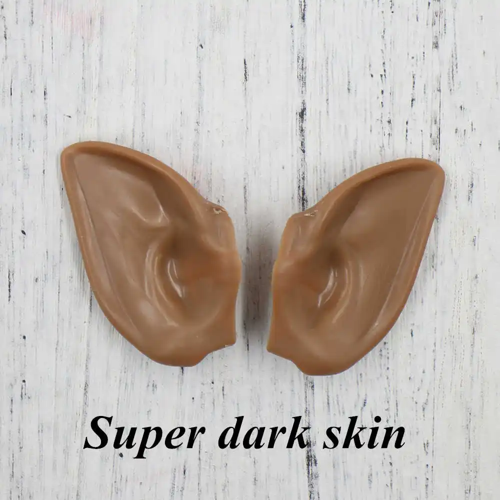 super dark skin Кукла Blyth 1/6 эльф и человеческое пластиковое ухо белый натуральный загар темная и супер темная кожа подходит для 30 см кукла DIY аксессуары подарок - Цвет: super dark skin