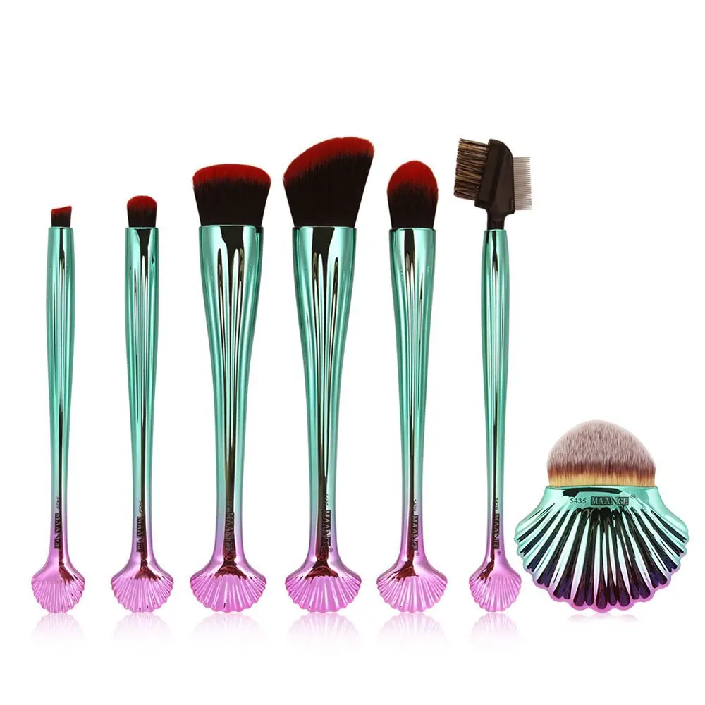 Coshine7pcs косметические кисти в виде ракушки Премиум Пластиковая ручка высокой