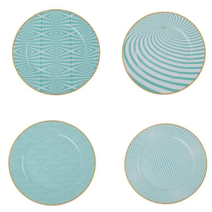 4pcs 4 шт посуда Phnom Penh красочная Геометрия посуда 8/10 дюймов Керамика с суповую тарелку, производство Китай блюдо фарфоровая десертная тарелка посуда для торта - Цвет: 4pcs