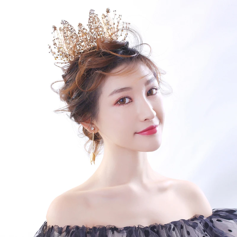 2018 модные нежные тиары в стиле барокко с круглой короной стразы свадебные
