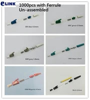 1000pcs lc fiber connector kits with ferrule unassembled simplex apc sm mm om3 om4 3 0mm 2 0mm 0 9mm ftth lc connector accessory