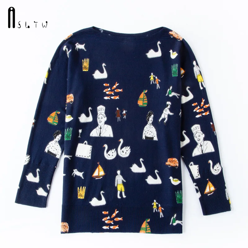 ASLTW женский свитер с милым принтом Осень-зима Модный пуловер длинным рукавом