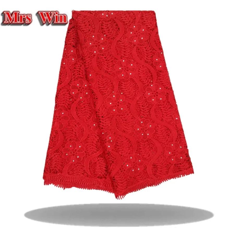 The latest African red wedding lace fabric of 2018 includes French high quality with water drill | Дом и сад