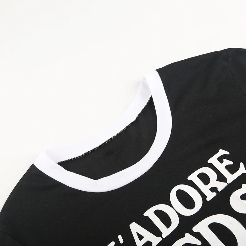 HYH HAOYIHUI 2017 Summer Solid 3 Colors Casual T shirt Women O Neck Short Sleeve Crop Tops Letter Printed Streetwear Preppy Tees|t-shirt women|tops