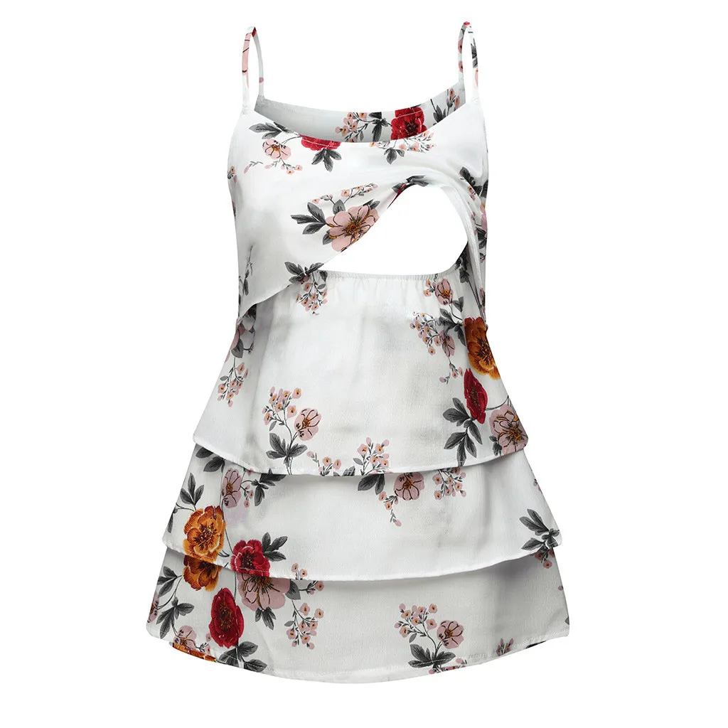 Летняя женская одежда SAGACE для беременных с принтом блузка без рукавов кормящих