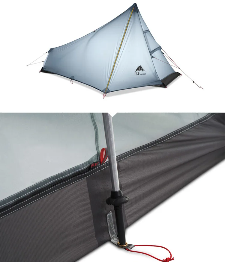 3F UL GEAR 740g Oudoor Сверхлегкий кемпинговый тент 3 сезона 1 для одного человека Профессиональный 15D нейлоновый с силиконовым покрытием бесшумный тент