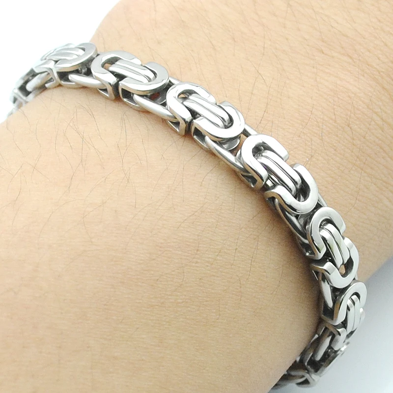 Браслет из нержавеющей стали с плоскими звеньями диаметром 6 мм|gift bracelet|bracelet