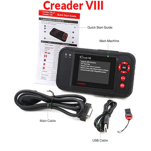 Creader VIII Launch Creader VIII Поддержка двигателя/АБС-пластик/СРС/AT+ тормоз/масло/SAS сброса читатель кода obd2/eobd(система бортовой диагностики диагностический инструмент так же, как и CRP129 сканер - Цвет: Creader VIII