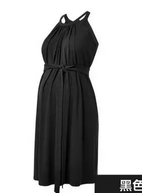 DR214 European and American maternity dress summer sleeveless hanging neck skirt fashion hot mom long coat | Мать и ребенок