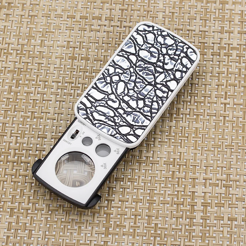 Pocket LED Magnifier 30X 60X 90X UV Jewelry Reading Magnifying Glass Pull-type Acrylic Optical Lens Light Loupe Magnifiers | Инструменты