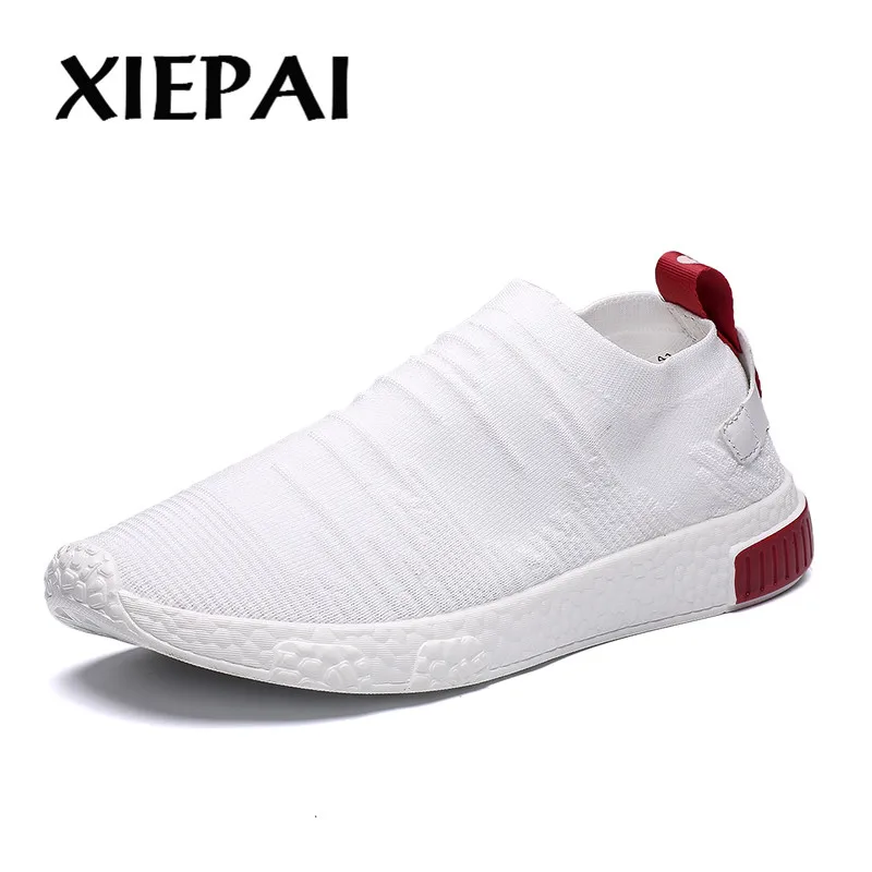 Тонкая обувь для лета белые мужские кроссовки подростков без шнуровки тренд 2019