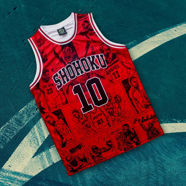 Футболка с номером 10 и камуфляжным рисунком для косплея Ханамичи Сакураги из школы Шохоку, играющего в баскетбол.