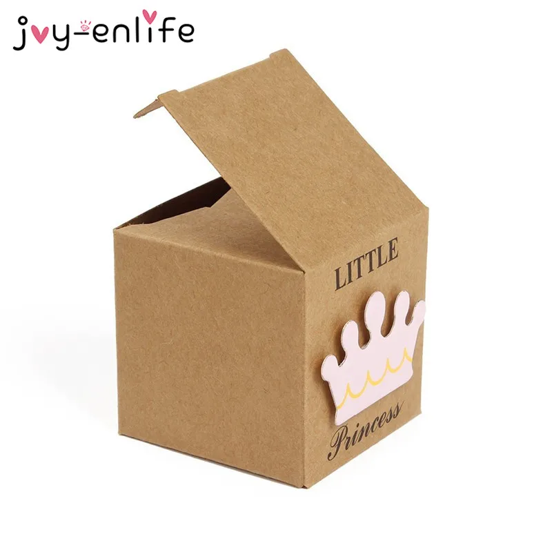 JOY-ENLIFE 20/40 шт. Baby Shower коробка конфет «Маленький принц», одежда/принцесса проект "Корона" крафт-бумаги Бумага Подарочная коробка День рождения Baby Shower поставки