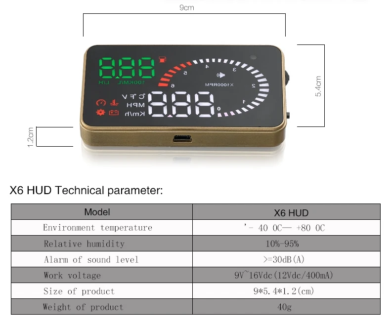 Infitary Universal 3 Inch Car OBD2 HUD Head Up Display X6 Overspeed Warning System Windshield Speed Projector 12V OBDII EUOBD | Автомобили