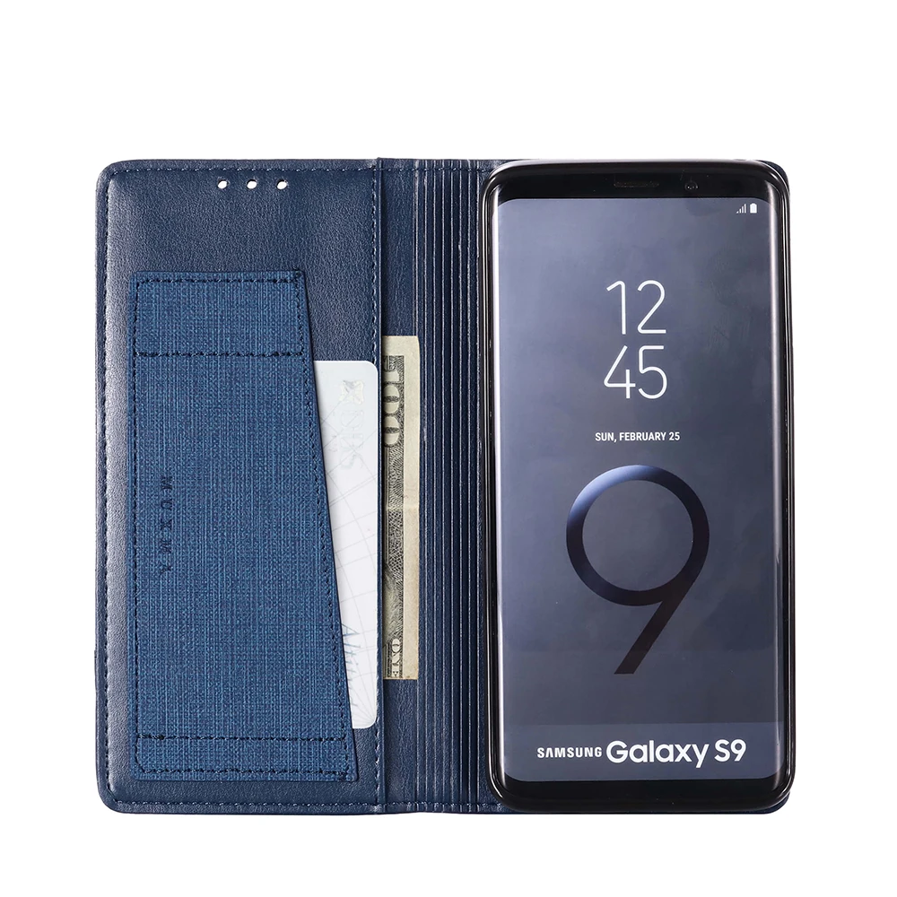 Холст кожаный магнитный чехол-бумажник чехол для samsung Galaxy S9 S10 Plus Note 9 8 M10 M20 A20 A30 A9 A8 A7 чехол для телефона с откидной крышкой