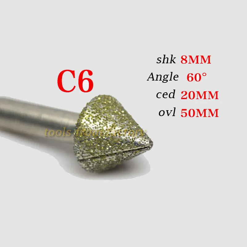 1pc 80Deg 8*20mm cnc router Electroplated diamond stone carving tool engraving machine cutter cutting bits | Инструменты