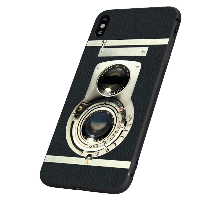Черный ТПУ чехол для iphone 5 5s se 6 6s 7 8 plus x 10 силиконовый XR XS 11 pro MAX винтажная камера |