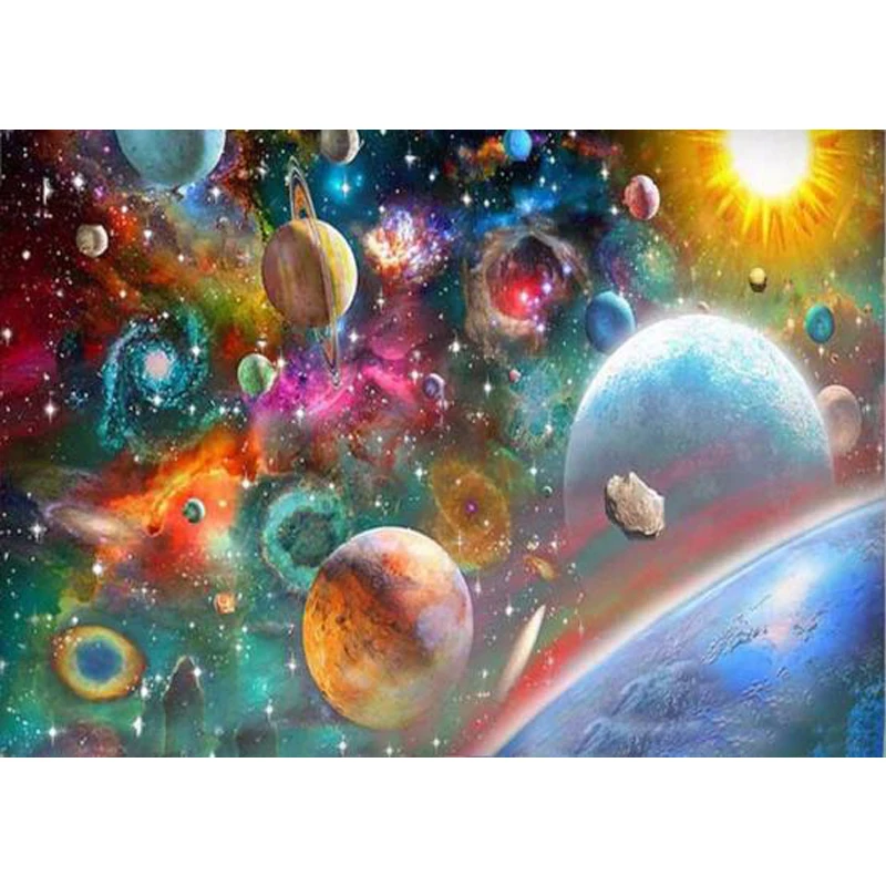 

5D DIY Full Drill Round Diamond Painting Magical Space Planet Pattern Diamond Embroidery Cross Stitch Stickers Needlework