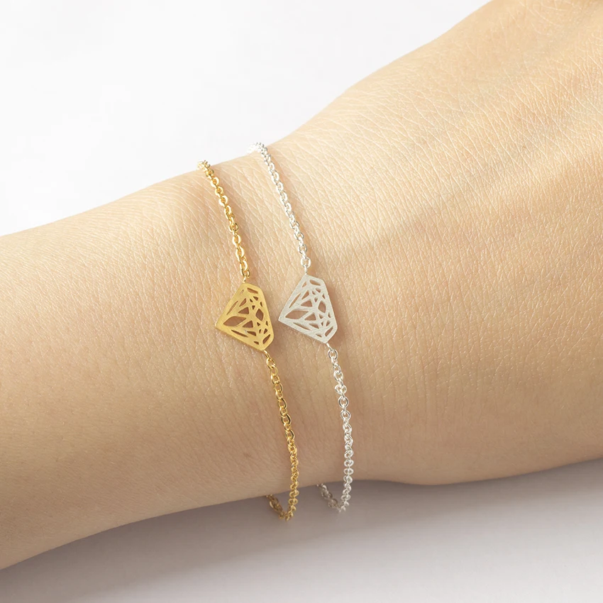 Gold Dainty Origami Jewelry Geometry Pattern Stainless Steel Bracelets Minimalism Wedding Bridesmaid Bridal Gift Bracciali Donna | Украшения