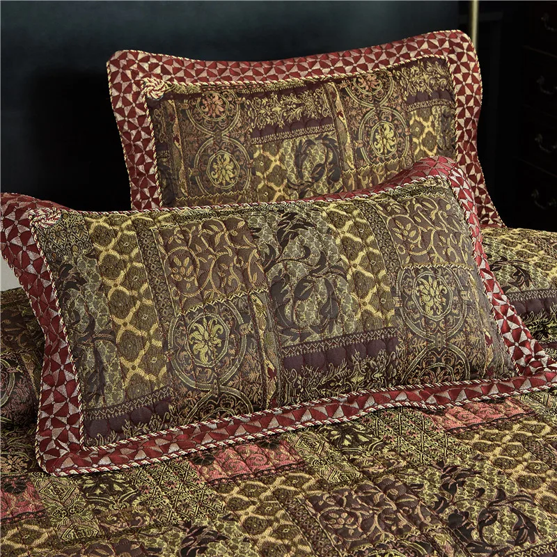 FAMVOTAR Vintage3-Pieces льняное покрывало, Средиземноморский стиль, стеганое покрывало пэчворк, Королевский размер, ретро покрывало на кровать, набор