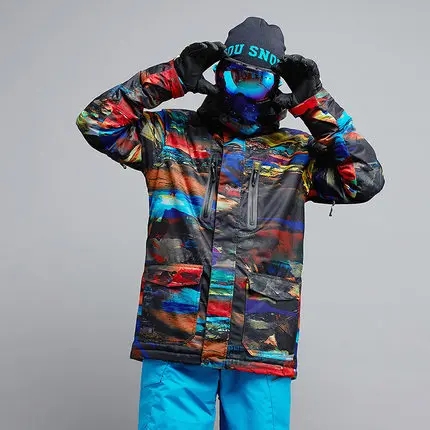 

GSOU SNOW New Skiing Suit Men's Windproof Warm Thick Multicolored Ski Jacket Outdoor Waterproof Wear-resistant Ski Coat For Men