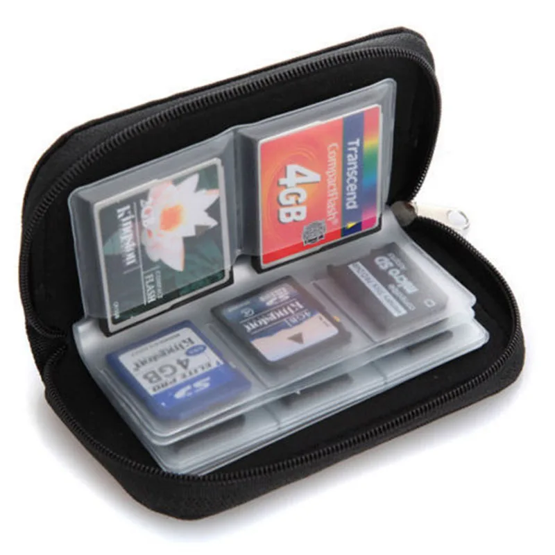 1 шт. черный 22 SDHC MMC CF Micro карта памяти чехол на молнии защитный кошелек|holder wallet|card