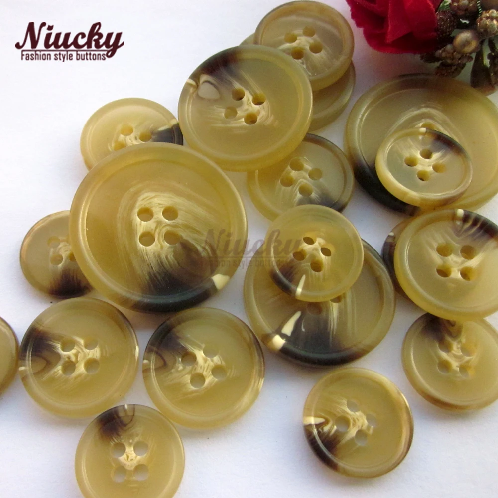 Niucky пуговицы 15 мм-28 мм 4 отверстия светло-желтого цвета имитация рога для мужчин/wemon Тренч шерстяное пальто Пуговицы для пришивания