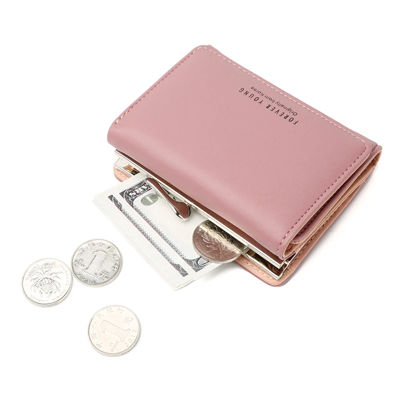 

Causal Short Fold Purse for Women's wallet Small Card Holders Coin Purse Female Pu leather Six Color Design Gift To Lady