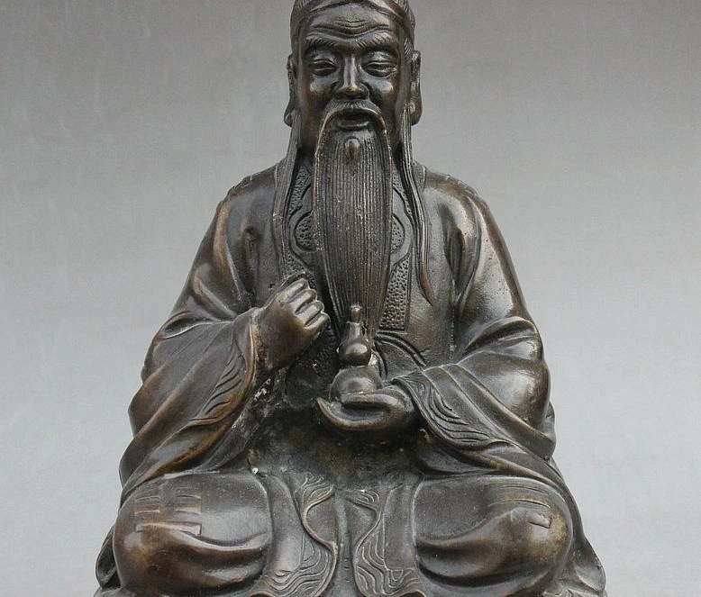 10 Китайская народная бронзовая даосская статуя лидера лорда Лао-цзы тайшанга |